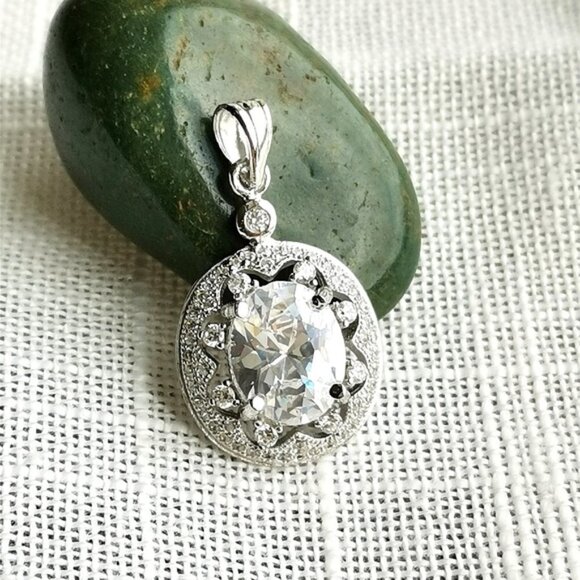NEW Sterling Silver CZ pendant for necklace - Picture 1 of 4